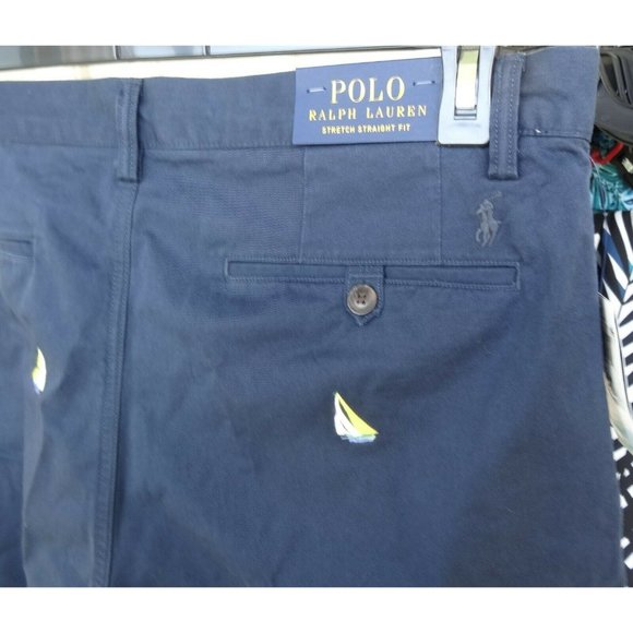 Ralph Lauren Polo Chino Stretch Straight Fit Navy Nautical Emb Sail Boat… - Picture 9 of 12